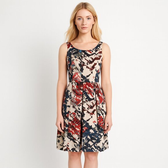 Maeve Anthropologie Artsy Abstract Print Fit & Flare Dress Tencel Stretch S - Picture 16 of 16